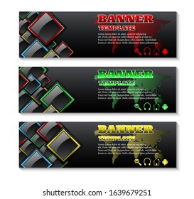 Header three steps modern banner colorful set