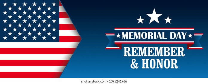 Header with USA Flag for the Memorial Day. Eps 10 vector file.