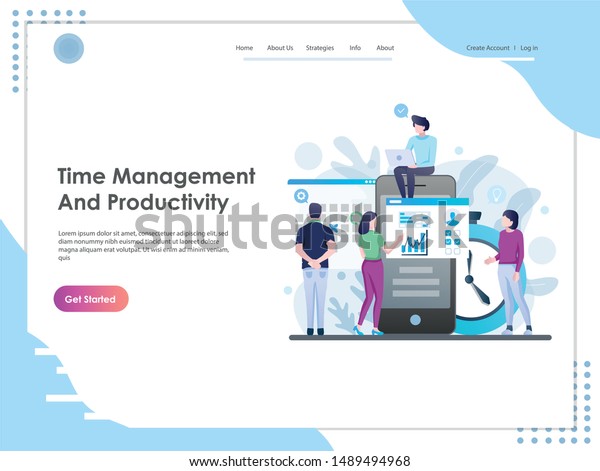 Header Vector Illustration Time Management Productivity Stock Vector ...