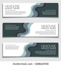 Header Web Banner Background Template. Gradient Soft Black gray Modern Corporate Wavy, Wave, Curve Design Vector Style. for Header, footer and Advertising.