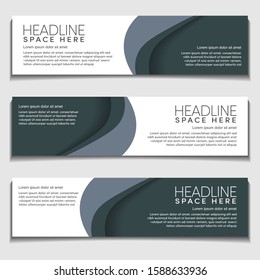 Header Web Banner Background Template. Gradient Soft Black gray Modern Corporate Wavy, Wave, Curve Design Vector Style. for Header, footer and Advertising.