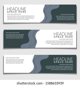 Header Web Banner Background Template. Gradient Soft Black gray Modern Corporate Wavy, Wave, Curve Design Vector Style. for Header, footer and Advertising.