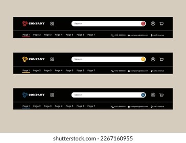 Header wireframe for user friendly website. Website ui ux interface minimalist vector design.  