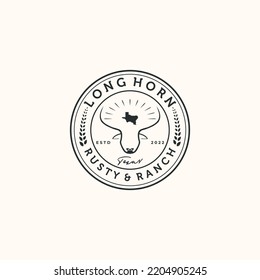 headerer Long horn line art logo vector minimalist illustration design, deer longhorn symbol