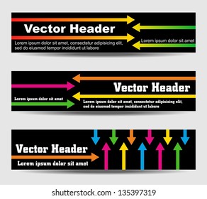 Headers with arrows and text