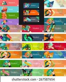 Headers, flat design option infographic banners, vector set