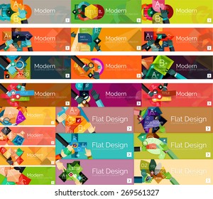 Headers, flat design option infographic banners, vector set