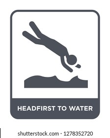 headfirst to water icon vector on white background, headfirst to water trendy filled icons from Behavior collection, headfirst to water vector illustration