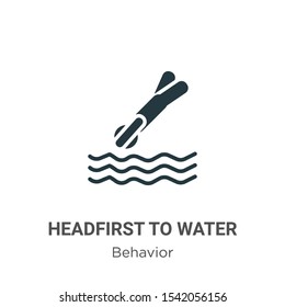 Headfirst to water vector icon on white background. Flat vector headfirst to water icon symbol sign from modern behavior collection for mobile concept and web apps design.