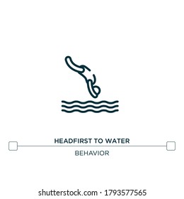 headfirst to water vector line icon. Simple element illustration. headfirst to water outline icon from behavior concept. Can be used for web and mobile
