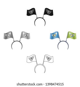 Headgear fan with flags.Fans single icon in cartoon,black style vector symbol stock illustration.
