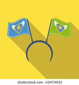 Headgear fan with flags.Fans single icon in flat style vector symbol stock illustration.