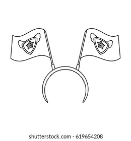 Headgear fan with flags.Fans single icon in outline style vector symbol stock illustration.