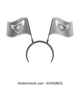 Headgear fan with flags.Fans single icon in monochrome style vector symbol stock illustration.