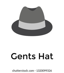 Headgear, gents hat flat vector icon 