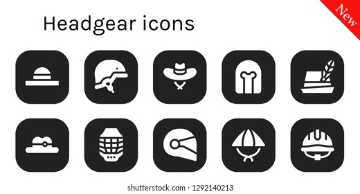  headgear icon set. 10 filled headgear icons. Simple modern icons about  - Hat, Helmet