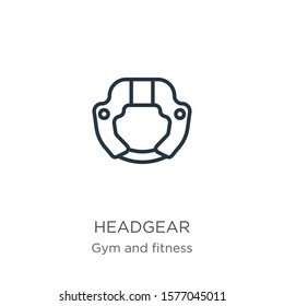 Headgear icon. Thin linear headgear outline icon isolated on white background from gym and fitness collection. Line vector sign, symbol for web and mobile
