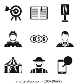 Headgear icons set. Simple set of 9 headgear vector icons for web isolated on white background
