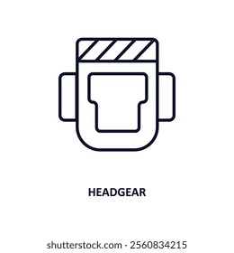 headgear outline icon.  Thin line icon from gym and fitness collection. Editable vector isolated on white background