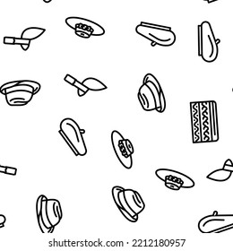 Headgear Stylish Head Clothes vector seamless pattern thin line illustration