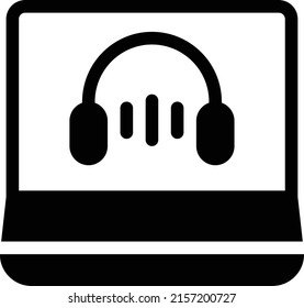 ilustración del vector auricular en un fondo transparente. Símbolos de calidad superior. Iconos vectoriales de glifos para diseño de conceptos y gráficos. 
