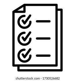 Headhunter checkmark list icon. Outline headhunter checkmark list vector icon for web design isolated on white background