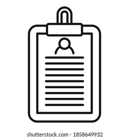 Icono del portapapeles del cazador de cabezales. Icono del vector del portapapeles de boquilla de esquema para diseño web aislado en fondo blanco