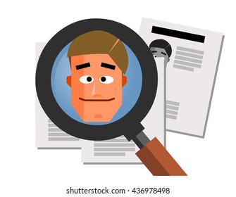 Headhunter graphic. Flat vector illustration.
