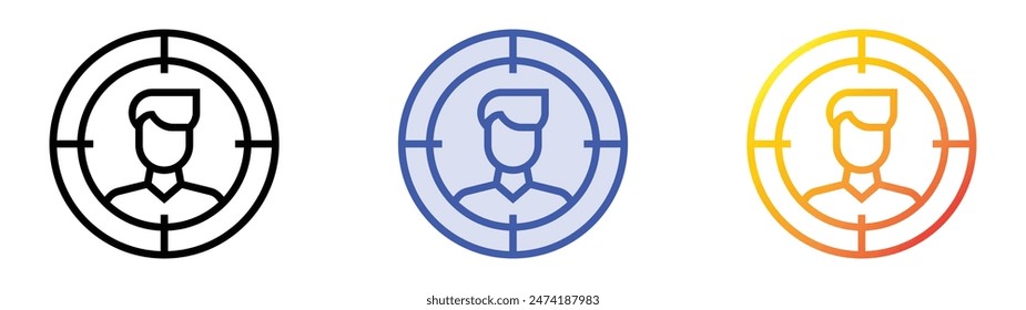 headhunter icon. Linear, Blue Fill and Gradient Style Design Isolated On White Background