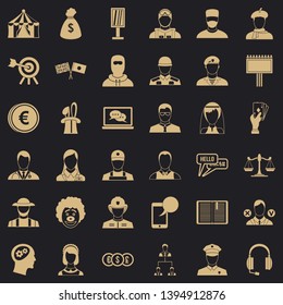 Headhunter icons set. Simple style of 36 headhunter vector icons for web for any design