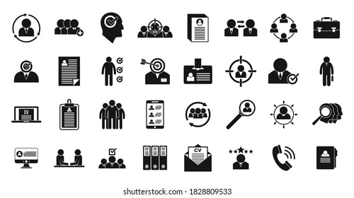 Headhunter icons set. Simple set of headhunter vector icons for web design on white background