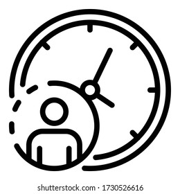 Headhunter time clock icon. Outline headhunter time clock vector icon for web design isolated on white background