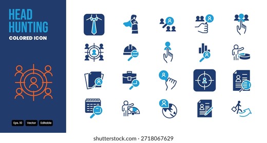 Headhunting coloreado icono conjunto diseño de Vector bueno para el Web y el App móvil