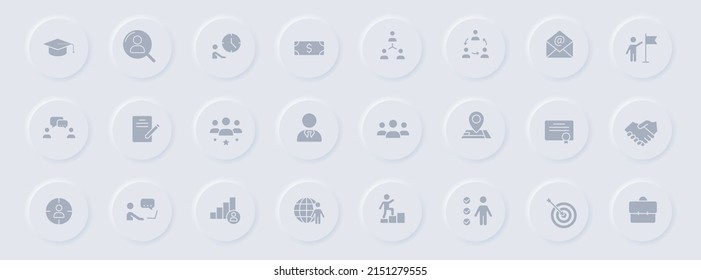 headhunting gray glyph icons on round rubber buttons. headhunting vector icons for web, mobile apps, ui design and promo business polygraphy