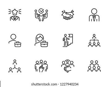 Headhunting icon. Set of line icons on white background. Job interview, hr manager, partnership. Recruitment concept. Vector illustration can be used for topics like business, employment, career - Shutterstock ID 1227940234