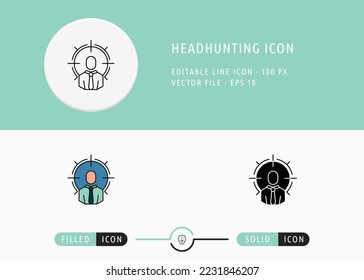 Headhunting Icon vector illustration. Focus Search Man Symbol on isolated background for Info graphic, web design, and presentation.