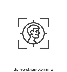 Headhunting line icon. linear style sign for mobile concept and web design. Man and target outline vector icon. Symbol, logo illustration. Vector graphics