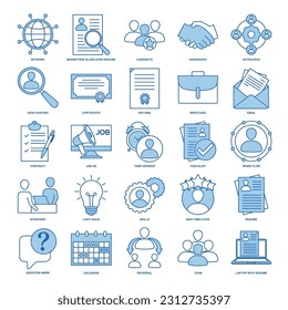 Headhunting And Recruiting elements set icon symbol template for graphic and web design collection. Resume, Skills, certificate, Team, Network and more logo vector illustration