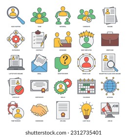 Headhunting And Recruiting elements set icon symbol template for graphic and web design collection. Resume, Skills, certificate, Team, Network and more logo vector illustration