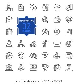 Headhunting And Recruiting minimal thin line web icon set. Included the icons as Job Interview, Career Path, Resume and more. Outline icons collection.
Simple vector illustration.