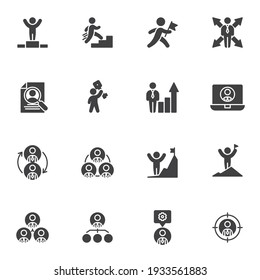 Headhunting and recruiting vector icons set, modern solid symbol collection, filled style pictogram pack. Signs, logo illustration. Set includes icons as leadership, workflow, career ladder, skills