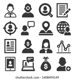Headhunting Related Icons Set on White Background. Vector