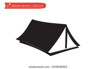 Heading to camp silwet - Premium icon. Simple image of ridge tent silwet. Vector illustration of ridge tent that is spacious and suitable for group camping. Icon, symbol, logo, emblem for camping.