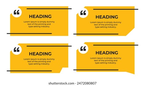 Heading or comment text frame minimal style with quote marks simple flat vector illustration