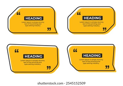 Heading or comment text frame outline minimal flat vector illustration set