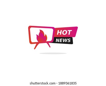 Heading of hot news isolated modern design. Announcement sign template for media channel, television, news, talk show, live stream. Vector illustration