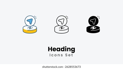 Heading Icons thin line and glyph vector icon stock illustration