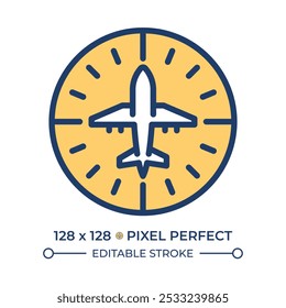 Heading indicator RGB color icon. Aviation instrument used for navigation. Maintain direction during flight. Isolated vector illustration. Simple filled line drawing. Editable stroke