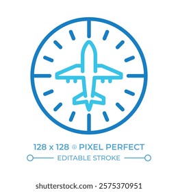 Heading indicator two color line icon. Aviation instrument for navigation. Maintain direction during flight. Bicolor outline symbol. Duotone linear pictogram. Isolated illustration. Editable stroke