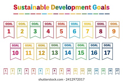 Heading label set in SDG colors, tag type, Vector Illustration
